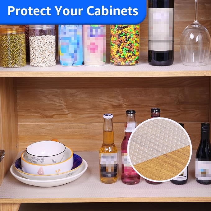 PABUSIOR Clear Cabinet Shelf Liner: Waterproof Bathroom Drawer Mat 17.7 x 96 - Image 2