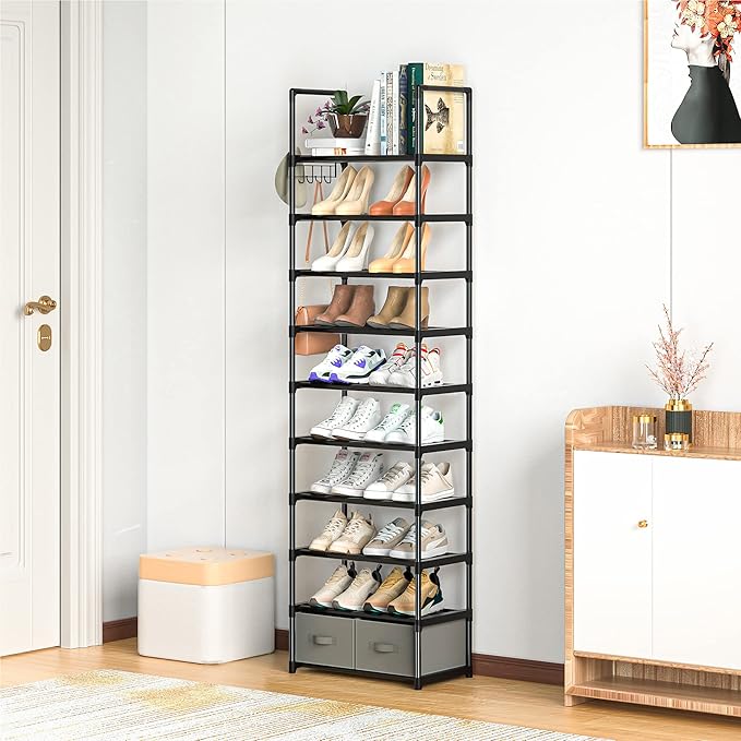 OYREL Tall Shoe Rack Narrow 10 Tier Shoes Rack 20 25 Pairs, Shoe Storage - Image 6