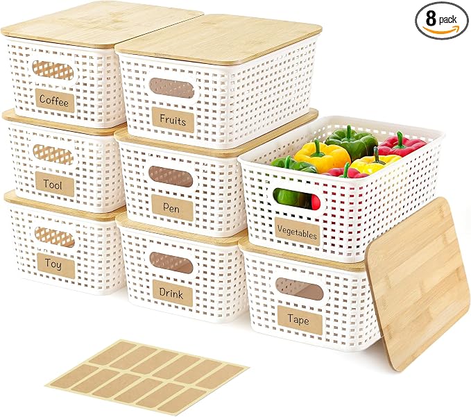 8 Pack Plastic Storage Bins by Unknown