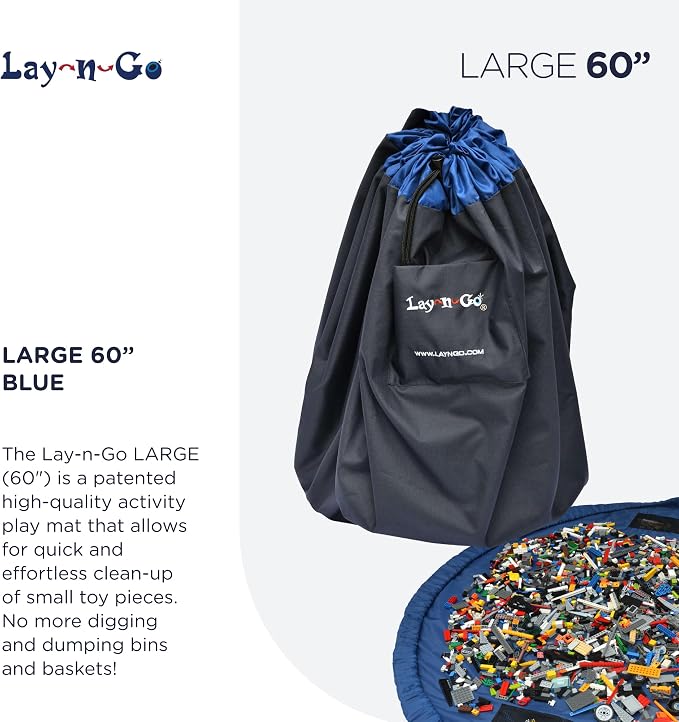 Lay-n-Go 2-in-1 Small Portable Drawstring Toys Storage Organizer and Play Mat - Image 3