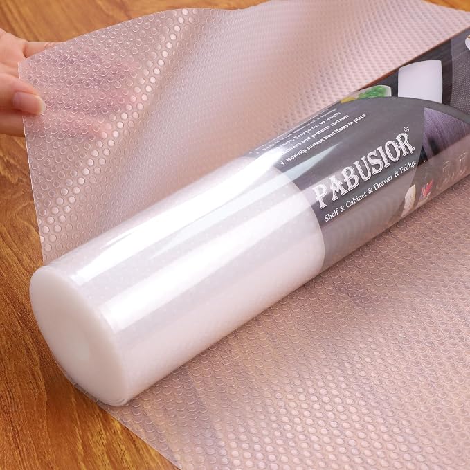 PABUSIOR Clear Cabinet Shelf Liner: Waterproof Bathroom Drawer Mat 17.7 x 96 by PABUSIOR