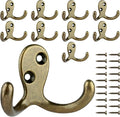 IBosins 10 Pack Heavy Duty Double Prong Coat Hooks Wall Mounted by IBosins