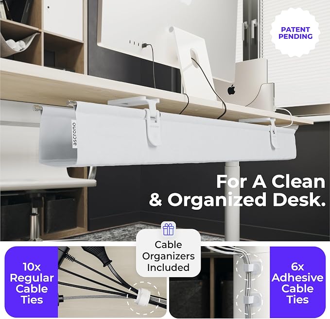 Ascrono Original No Drill Under Desk Cable Management Tray 53.9" - Image 5
