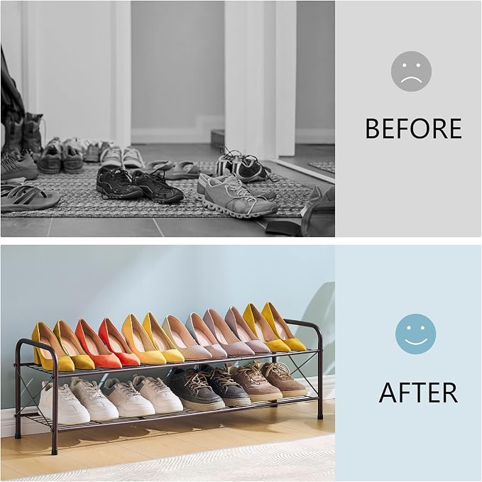 Hoctieon 2 Tier Shoe Rack for Closet, Shoe Rack FreeStanding, Entryway Shoe - Image 5