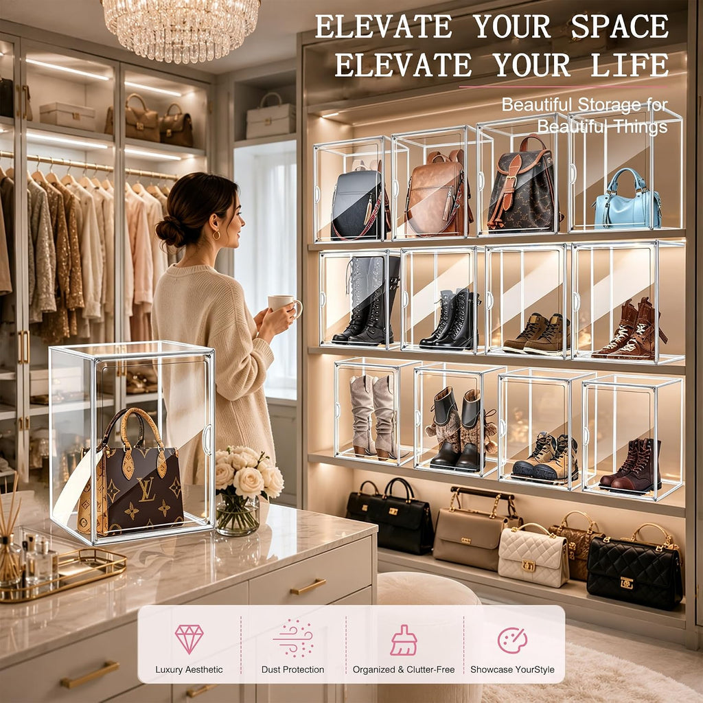 1 Pack Clear Tall Boot Storage Box, Organizer for Ankle Boots and