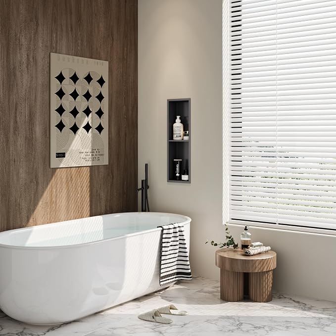 Stainless Steel Shower Niche 24" X 8", No Tile Needed Wall Niche Double Shelves - Image 4