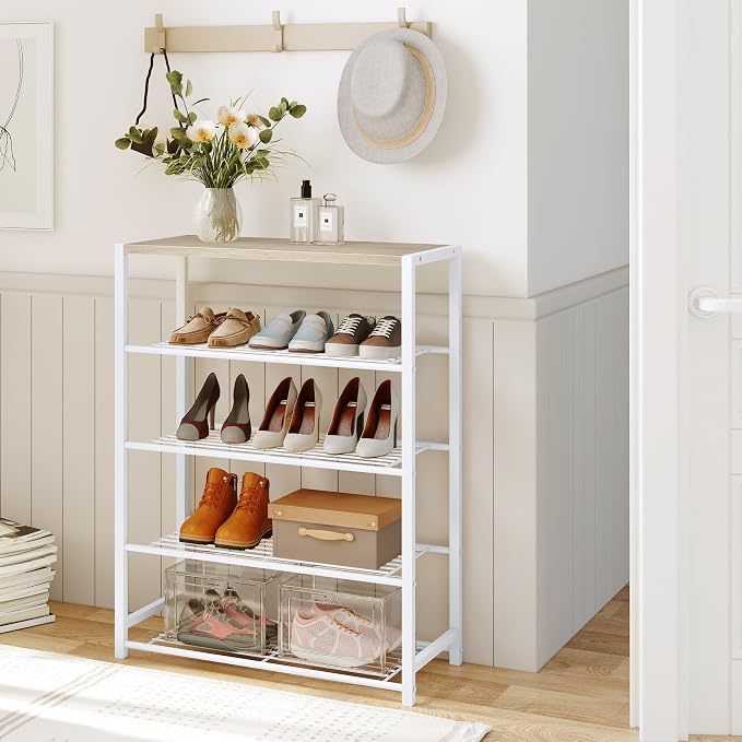 Yusong Shoe Rack Organizer, 5 Tier Industrial Shoe Storage Shelf, Narrow Sturdy - Image 2