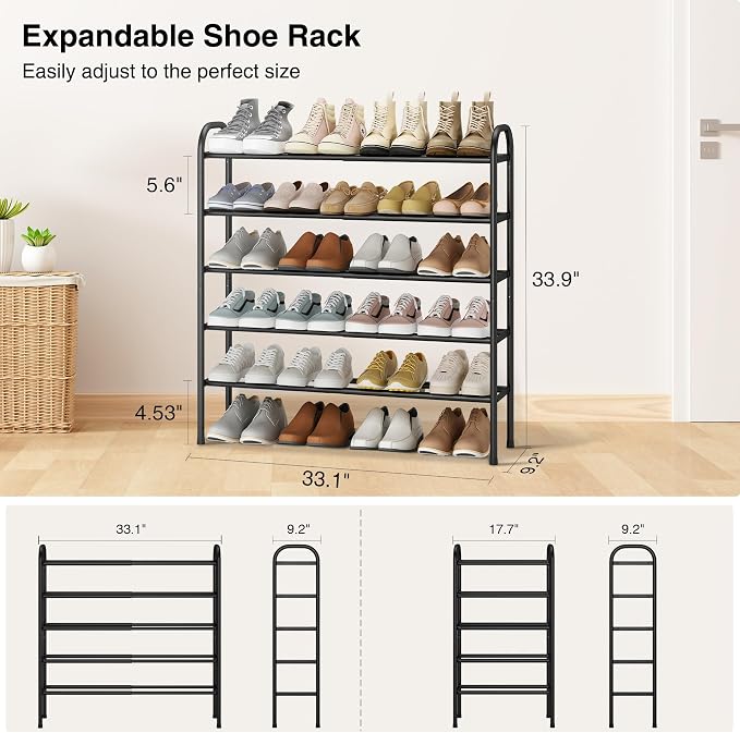 STO STO Expandable Shoe Rack, 5-Tier Metal Shoe Rack - Image 3