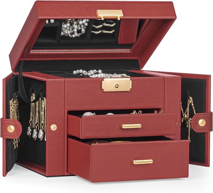 TORIBIO Jewelry Box for Women, Leather Jewelry Organizer by TORIBIO