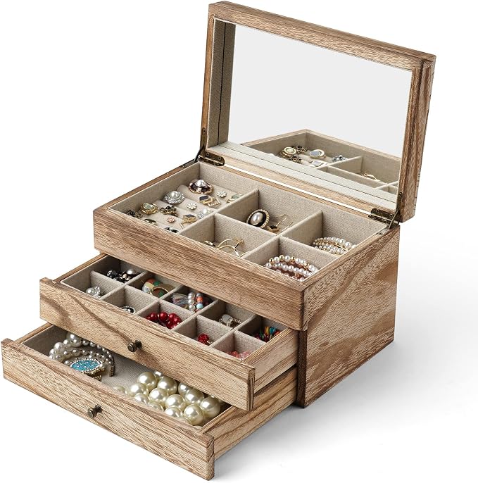 Meangood Jewelry Box Organizer for Women, 3 Layer Large Jewelry Storage Case - Image 7