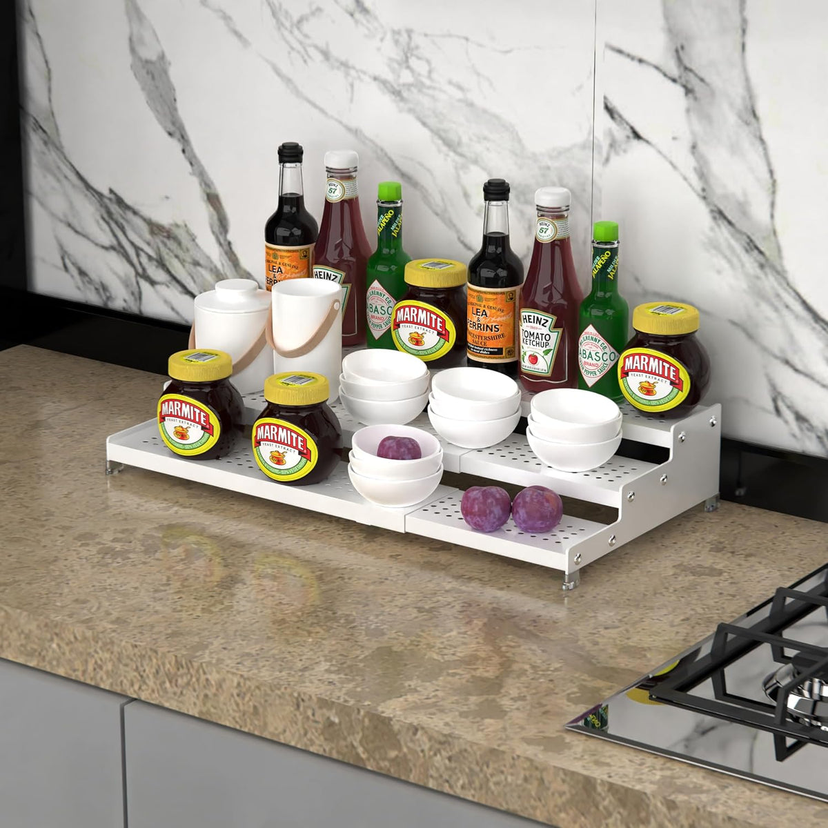 Spice Rack Organizer for Cabinet, 3 Tier Expandable shelf, Great for