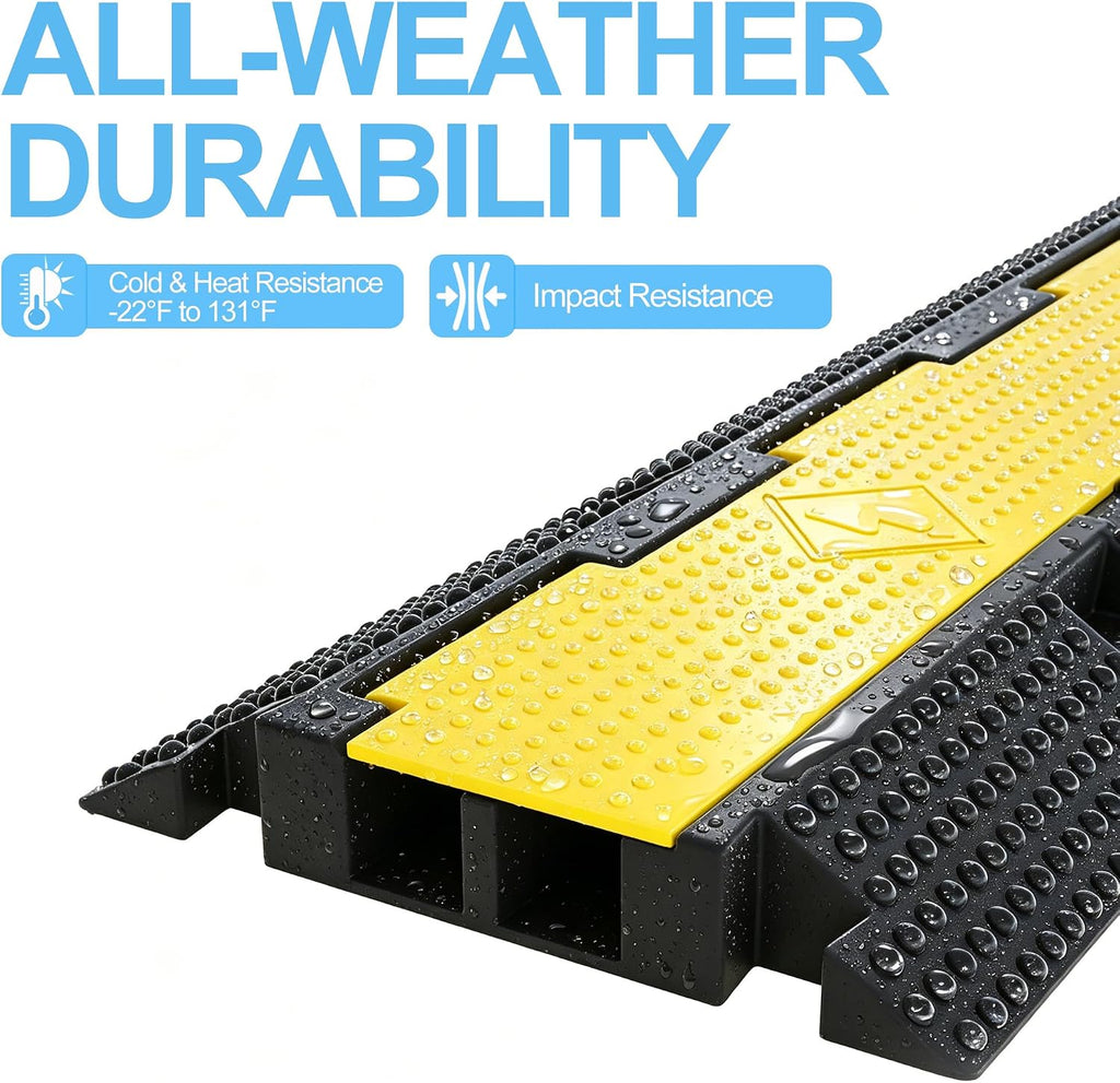 3 Packs 2-Channel Rubber Cable Protector Cover Ramp & Speed Bump