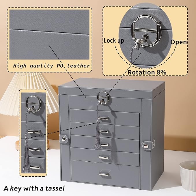 BOOVO Jewelry Box For women, 6 Layer Large Jewelry Organizer - Image 7