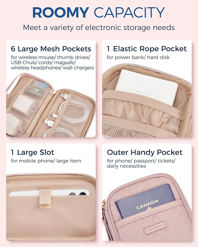BAGSMART Electronic Cord Cable Organizer Travel Bag Case, Double Layers Tech - Image 4