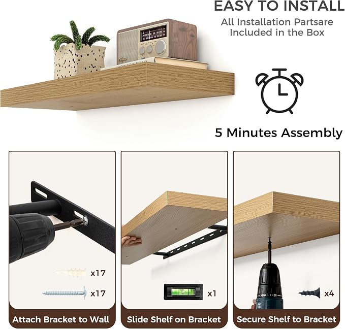 Floating Shelves for Wall, Engineered Wood Wall Shelves - Image 5