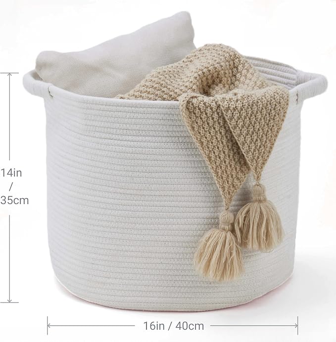 Blanket Basket - Woven Round Rope Storage Basket - Image 3