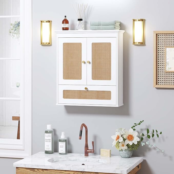 Spirich Bathroom Wall Cabinet Over Toilet, Modern Rattan Medicine Cabinet - Image 2