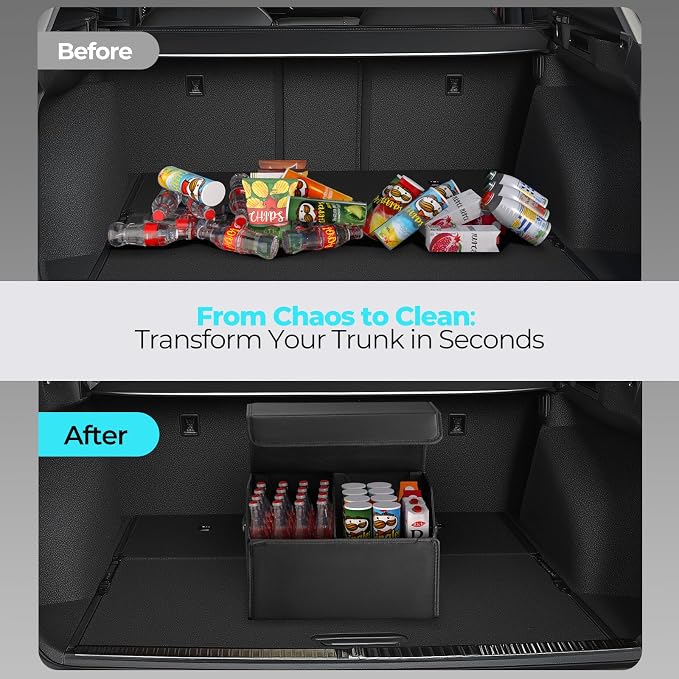 Car Organizers for Trunk for Suv Sedan, Leather Storage Box, Magnetic Lid - Image 6