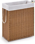 Slim Wicker Laundry Hamper, 75L Handwoven Rattan Basket by LGENHOOMHandwovenNaturalWaterHyacinthBasket