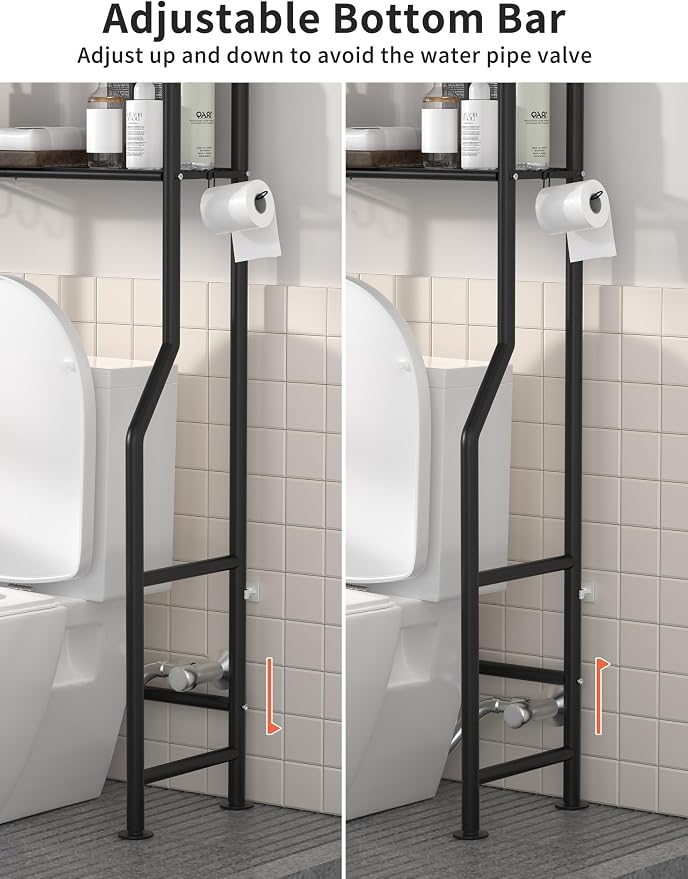3-Tier Over The Toilet Storage, Freestanding Metal Bathroom Shelves - Image 4