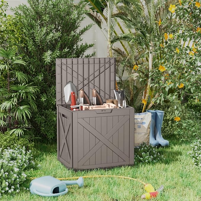 32 GallonOutdoor Storage Box, Resin Deck Boxes Waterproof, IndoorOutdoor Bin - Image 3