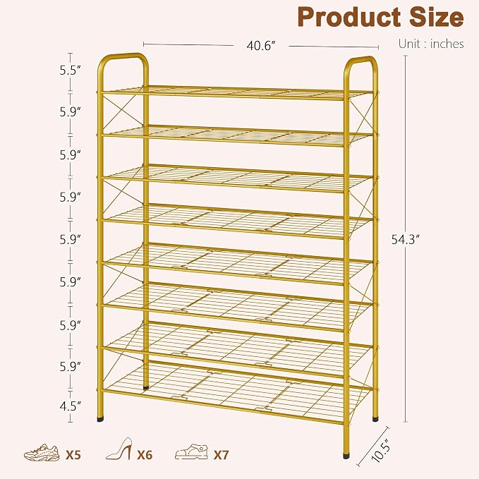 Hoctieon 8 Tier Shoe Rack for Closet, Durable Mesh Style Shoe Rack, Entryway - Image 3