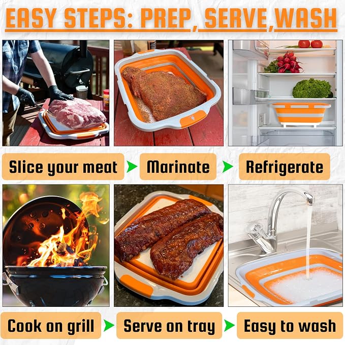 MAYALEAD BBQ Prep Tub with 2 Pcs Meat Shredder Claws, Collapsible Cutting Board - Image 5