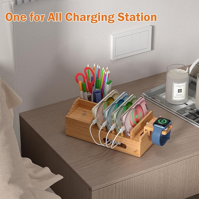 Bamboo Charging Station for Multiple Devices - Image 8