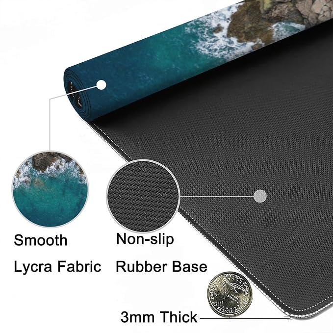 Desk Mat, Sea Waves and Fantastic Coast Gaming Mouse Pad, XXL Extended Mouse - Image 5