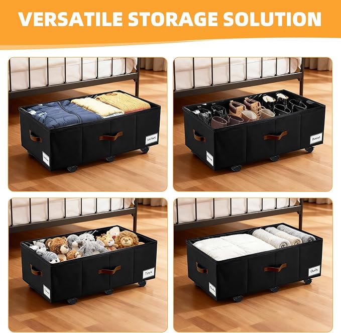 11 inch Under Bed Storage with Wheels, Foldable Under Bed Drawers - Image 7