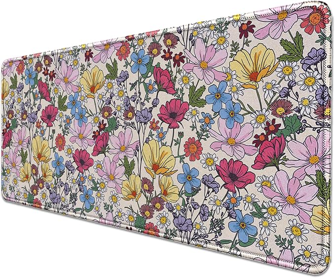 Colorful Flowers Mouse Pad, Large Floral Mousepad Desk Pad - Image 2
