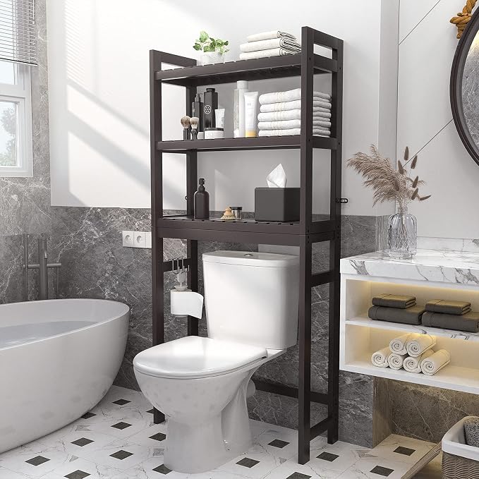 Homykic Over The Toilet Storage, Bamboo 3-Tier Over-The-Toilet Space Saver - Image 4