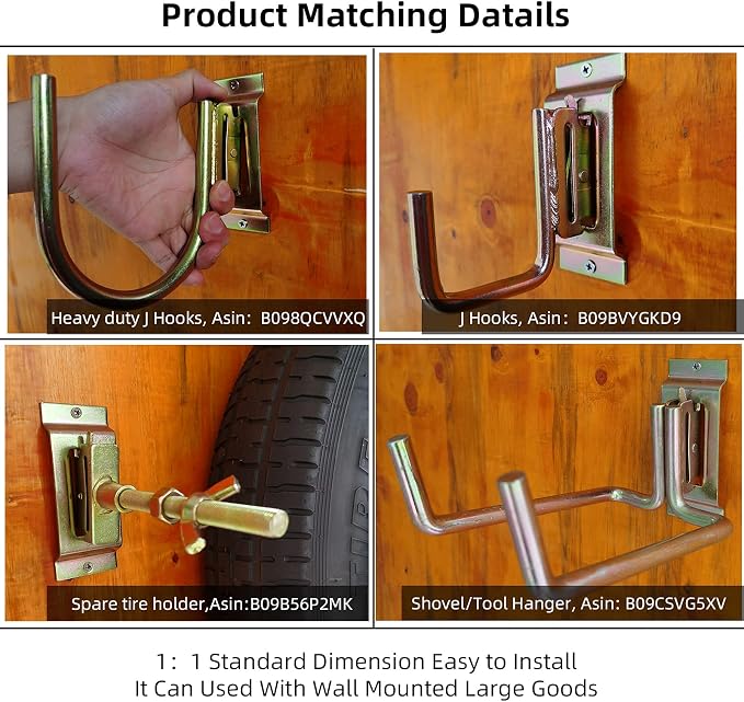 4 Pack E-Track Heavy Duty Shovel Hanger - Image 7