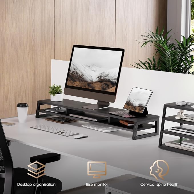 Fenge Dual Monitor Stand for Desk, 42.5in Large Monitor Riser for 2 Monitors - Image 8