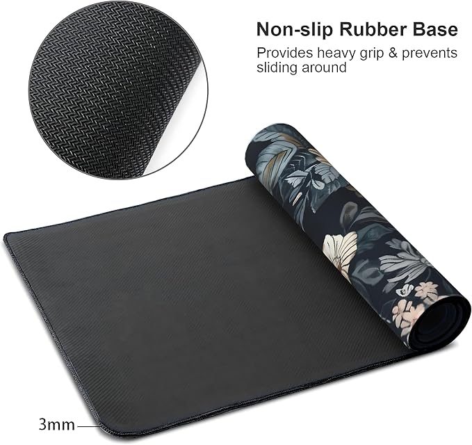 Dark Flower Large Mouse Pad, Gaming Keyboard Desk Pad, Extended Mouse Mat - Image 4