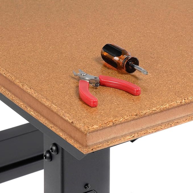 Global Industrial Adjustable Height Workbench C-Channel Leg, 1-1/2" Shop Top - Image 3