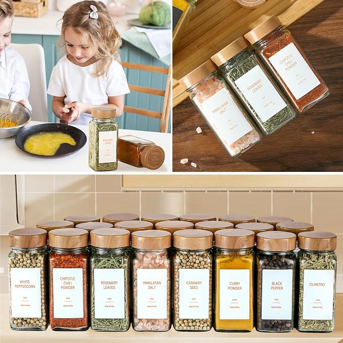 Spice Jars with Label，4oz Seasoning Containers, Glass Spice Bottles with Shaker - Image 8