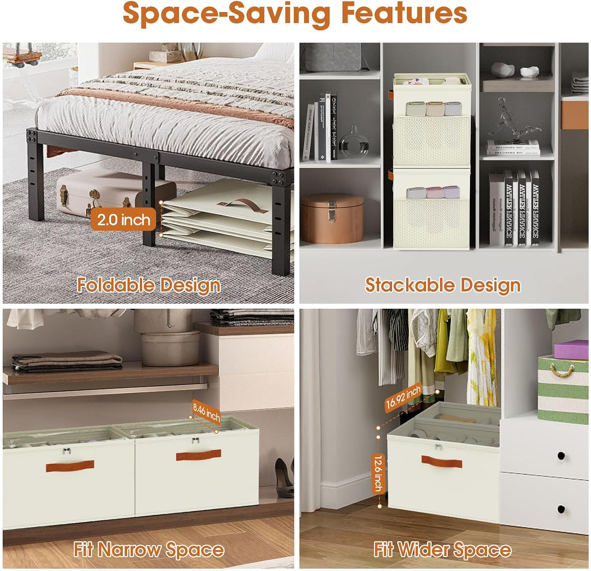 Shoe Organizer for Closet, 2-Pack Foldable Shoe Storage Box with