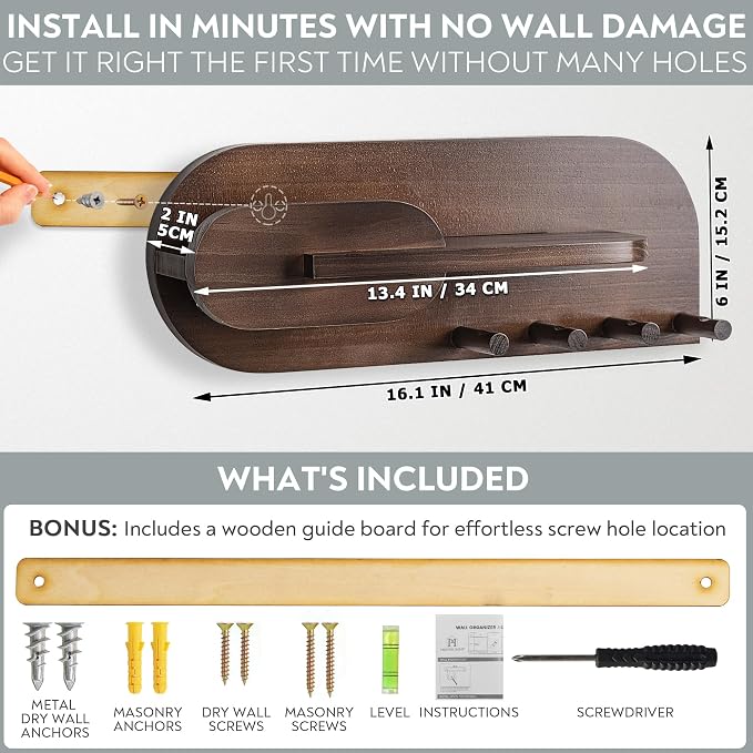 Solid Wood Mail and Key Holder for Wall Decorative Display - Image 6