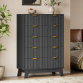 46" Tall Dresser for Bedroom, 6-Drawer Fluted Chest of Drawers, Modern Wood by BORNOON