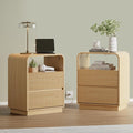 Natural Oak Nightstands Set of 2 by WODEER