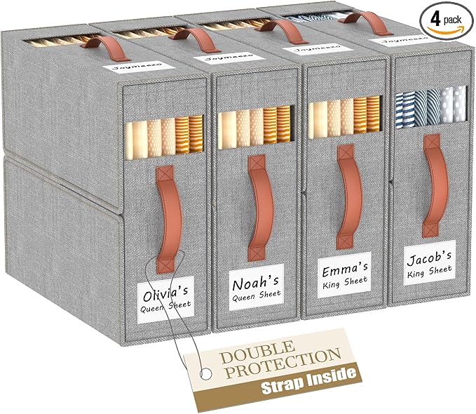4 Pack Bed Sheet Organizers and Storage by JOYMEEZO