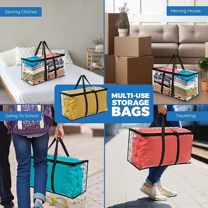 4 Pack Clear Large Moving Bags, Heavy Duty Storage Bags, College Totes - Image 7