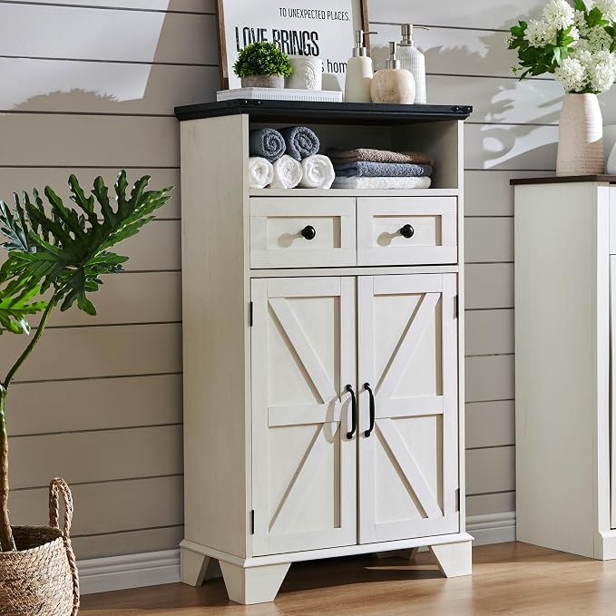 ACCOHOHO Bathroom Floor Cabinet, Farmhouse Storage Cabinet, Adjustable Shelf by ACCOHOHO