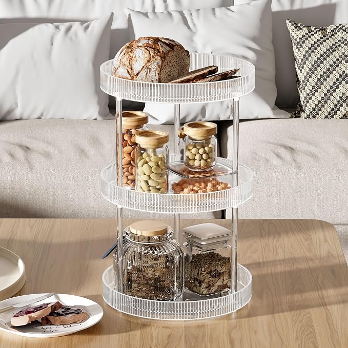 3-Tier Lazy Susan Bathroom Countertop Organizer, 360° Clear Rotating Storage - Image 7