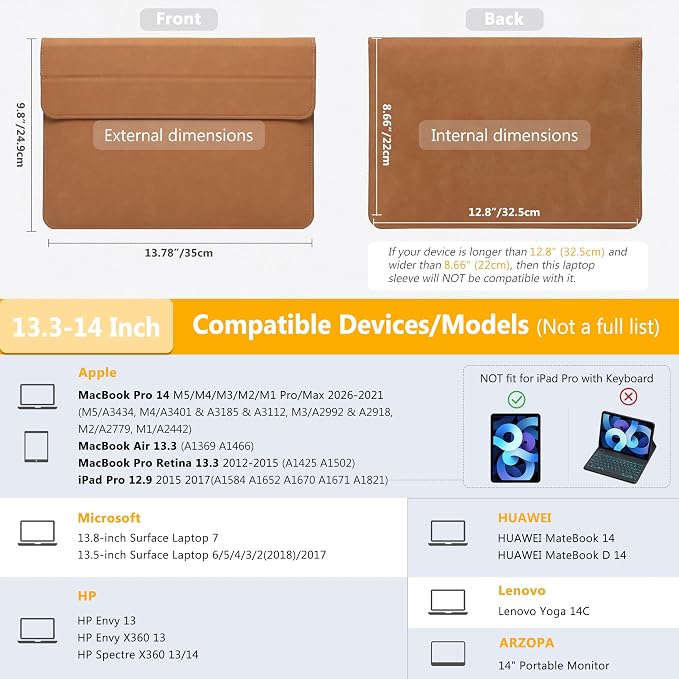 HYZUO 13.3-14 Inch Laptop Sleeve Case - Image 6