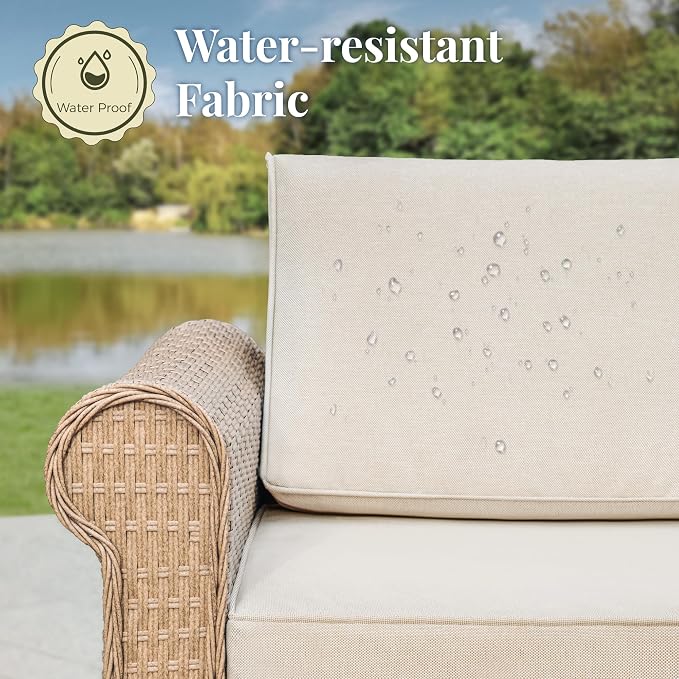 Patio Furniture Set, 5 Piece Outdoor Rattan Wicker Sectional Sofa Couch - Image 5