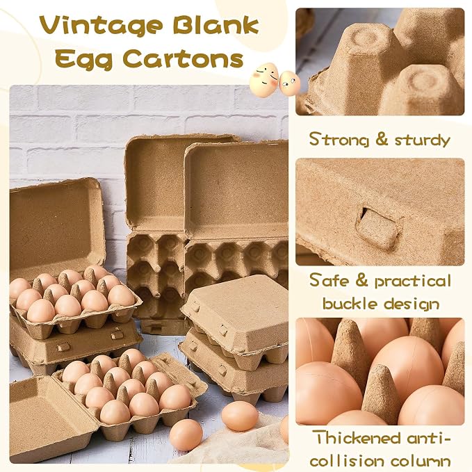 Rtteri 200 Pieces Paper Pulp Egg Cartons Bulk 3x4 Style Vintage Blank Egg - Image 3