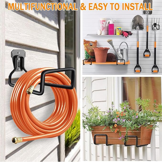 Metal Garden Hose Holder, Wall Mounted Water Hose Holder - Image 6