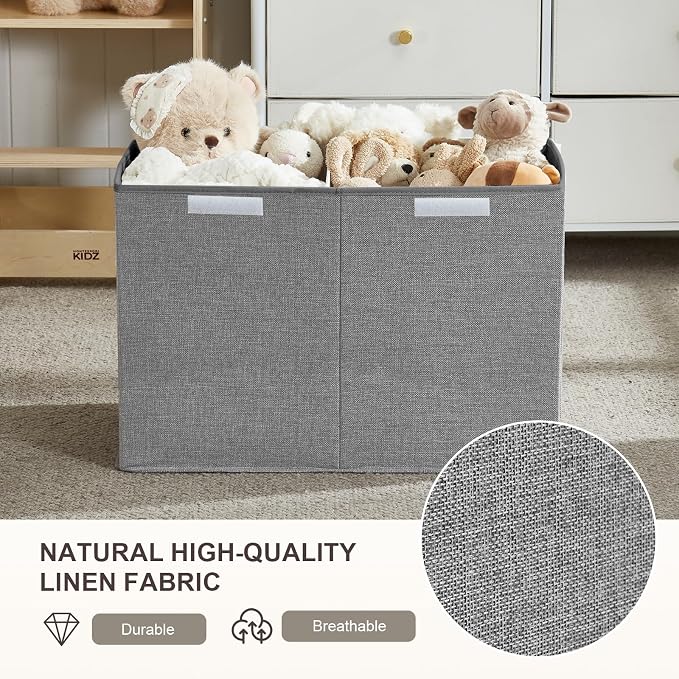 Large Toy Box with Flip-Top Lid, Collapsible Storage Organizer Bins with - Image 6